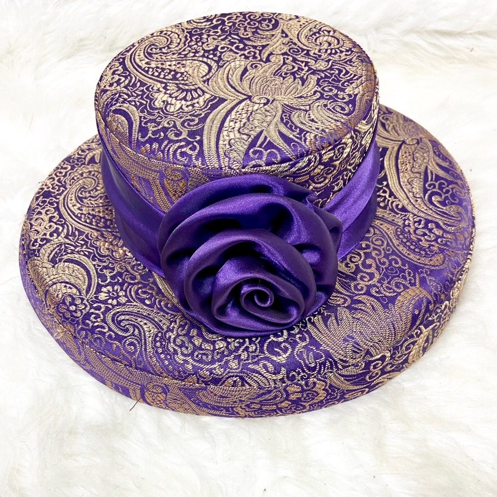 Vintage purple and gold jacquard Hat
